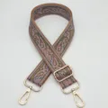 Correa de bolso ajustable de 3.8cm de ancho lona tejida étnica para hombro cruzada - Fondo Marrón Verde