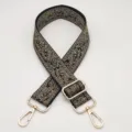 Ancha correa de bolso de lona 3,8 cm ajustable de repuesto para bolsos de hombro de mujer. - Gancho Plateado / Base negra marrón verdoso