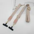 Lanière de téléphone à motif de feuille rose avec quincaillerie dorée et languettes pratiques. - Style Long + Court / Rose