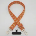 Laccetto per telefono ricamato con grano rétro, cinghia arancione regolabile e metallo. - Pad Stile T / Arancione