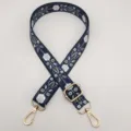 Correa de bolso bordada estilo étnico 2.5cm de ancho ajustable bandolera con herrajes dorados. - Floral Azul Blanco