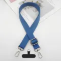 Correa cruzada para teléfono móvil azul ajustable con ganchos de metal resistentes y lengüeta. - Gancho Plateado + Junta T / Azul