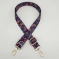 Correa de repuesto para bolso con motivo floral étnico y herrajes dorados, 2,5 cm. - Ipomea Azul
