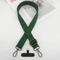 Correa de hombro para teléfono móvil ajustable en verde oscuro con herrajes metálicos. - Gancho Gunmetal + Junta T / Verde