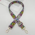 Correa de bolso de repuesto con estampado floral colorido, bandolera de 2.5cm con ganchos dorados. - Flores