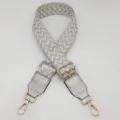 Ρυθμιζόμενος ιμάντας τσάντας 3,8cm με μοτίβο ζιγκ-ζαγκ και άκρα από δέρμα PU. - Silver Thread White + Silver Leather