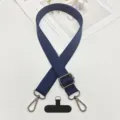 Correa cruzada para teléfono móvil azul marino liso ajustable con ganchos de metal de repuesto. - Gancho Gunmetal + Junta T / Azul marino