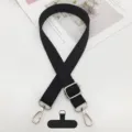 Correa ajustable negra para teléfono móvil y correa de hombro de repuesto con herrajes metálicos. - Gancho Plateado + Junta T / Negro