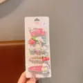 Set di fermagli per capelli per bambini con gatto e fragola dallo stile molto carino. - Set di 5 Pezzi Gatto Fragola Rosa