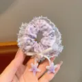 Elastico per capelli a quadri viola in stile coreano con perle e simpatici ciondoli a stella. - Elastico Stella Marina Viola