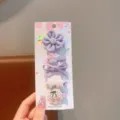 Set di mollette per capelli viola con fiori e gatti, grazioso accessorio dolce per bambine. - Gatto con Fiori / Set da 5 Pezzi / Viola