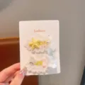 Set di graziosi fermagli per capelli in pizzo con stella marina e fiori per dettagli di stile unici. - Stile Pizzo Begonia Giallo (Paio)