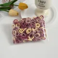 Mini elastici per capelli senza cuciture per bambini, morbidi anelli in spugna, cordini colorati. - Serie Viola Scuro 100 Pz
