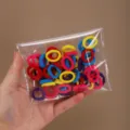 Colorful mini hair ties set for kids, high elasticity soft rubber bands in clear bag. - Deep Colorful 50 Pcs OPP Bag