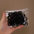 Black hair ties for kids, seamless elastic towel hair bands set in transparent bag. - Black 50 Pcs OPP Bag