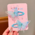 Bellissimi fermagli per capelli a farfalla trasparenti blu per bambine, accessori carini. - Farfalla Blu [Paio]