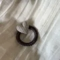 Elastico per capelli cuore a quadri vintage coreano elegante supporto per coda di cavallo - Elastico per Capelli a Cuore a Strisce Verdi e Bianche
