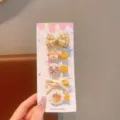 Set di graziosi fermagli per capelli per bambini con fiocchi e simpatici fiori per uso quotidiano. - Cane / Set da 5 Pezzi / Giallo