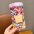 Laccetti per capelli colorati per bambini, elastici morbidi in barattolo, accessori per bambine. - Secchio Colore Caramella