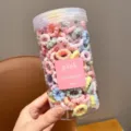 Set di piccoli elastici per capelli in peluche colorato in barattolo, morbidi elastici. - Secchio Colore Gelato