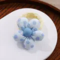 Cute blue polka dot fabric flower hair tie, sweet hair scrunchie for girls and kids daily use. - Daisy Hair Tie Blue