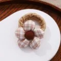 Cute plaid flower hair tie for women and girls, sweet fabric scrunchie hair accessories. - Daisy Hair Tie Khaki