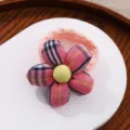 Cute pink plaid flower hair tie for kids, sweet fabric hair rope pony tail holder. - Daisy Hair Tie Plum Red