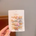 Delizioso set di fermagli per capelli in stile coreano per bambini, mollette in resina per bambine. - Set di 4 Pezzi Stella di Coniglio Marrone