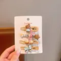 Set di simpatici fermagli per capelli da bambina con coniglietto in resina e fiocco. - Set di 4 Pezzi Torta di Coniglio Marrone