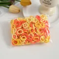 Mini elastic hair ties for kids, 2cm colorful seamless baby hair bands, soft small towel loops. - Yellow Series 100 Pcs