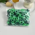 Colorful mini elastic hair ties for kids, seamless soft towel hair bands in bag, 2cm small hair ropes. - Green Series 100 Pcs