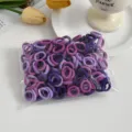 Mini elastic hair ties for kids, soft seamless hair elastics, small purple gradient towel rings. - Purple Series 100 Pcs