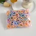 Colorful mini hair ties for kids, seamless elastic baby rubber bands in pastel mixed colors pack. - Light Ice Color 100 Pcs