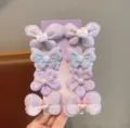 Set fermagli per capelli con fiocco viola per bambini, accessori farfalla e fiore vista dettaglio. - Stile Farfalla Orsetto / Viola