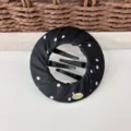 Black white polka dot round hair clip hair accessory detailed view for women and children daily style. - Black Polka Dot