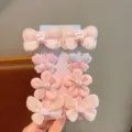 Set di graziosi fermagli per capelli da bambina con fiocchi rosa, farfalle e fiori deliziosi. - Stile Farfallina Coniglietto / rosa pesca