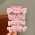 Set di mollette per capelli con fiocco rosa per ragazze, accessori brillanti per bambini. - Stile Farfallina Coniglietto / Rosa
