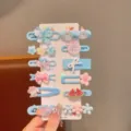 Set di mollette per capelli con cartoni animati per bambini, forcine a becco d'anatra blu e rosa. - Orso Farfalla Blu
