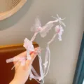 Cerchietto farfalla rosa bambina con nastro perle per spettacolo festa dettaglio vista - Stile Nastro / Rosa