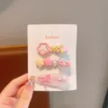 Bonito juego de pinzas para el pelo de niños color macaron con lazo dulce para uso diario. - Estilo Estrella de Flor (Set de 3)