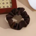 Brown satin hair scrunchie, elegant minimalist ponytail holder, soft fabric hair accessory - Dark Brown Scrunchie