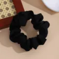 Black fabric hair scrunchie solid color elastic hair tie minimalist ponytail holder accessory - Black Scrunchie