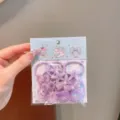 Set elastici per capelli viola carini per bambini, stile kawaii con coniglietto e accessori - Fiocco a Coda di Pesce / 10 Pezzi/Pacchetto / Viola