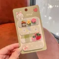 Kinder Blumen Magie Haar Aufkleber süßer Cartoon Pony Fixierung Haarspange Variante Zubehör - Grün Erdbeere 4 Stück