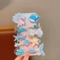 Set di fermagli per capelli a tema oceano per bambini, design conchiglia stella, accessori. - Set da 10 Pezzi / Delfino Blu