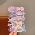Simpatici fermagli per capelli serie oceano cartoni animati per bambini forcelle stella marina - Set da 10 Pezzi / Stella Marina Viola