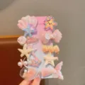 Simpatiche mollette per capelli a tema oceano per bambini, forcine rosa con stella marina e conchiglia. - Set da 10 Pezzi / Stella Rosa