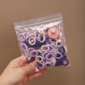 Candy color elastic hair ties for kids, cute purple and white rubber hair bands pack. - 100 Pieces Pack (2cm, Self-Sealing Bag) / Purple Series