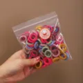 Kids colorful hair ties elastic rubber bands candy colors cute hair accessories set pack - 100 Pieces Pack (2cm, Self-Sealing Bag) / Dark Colors