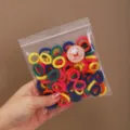 Kids candy color elastic hair bands set, cute mixed colorful rubber hair ties for daily styling - 100 Pieces Pack (2cm, Self-Sealing Bag) / Iridescent Series